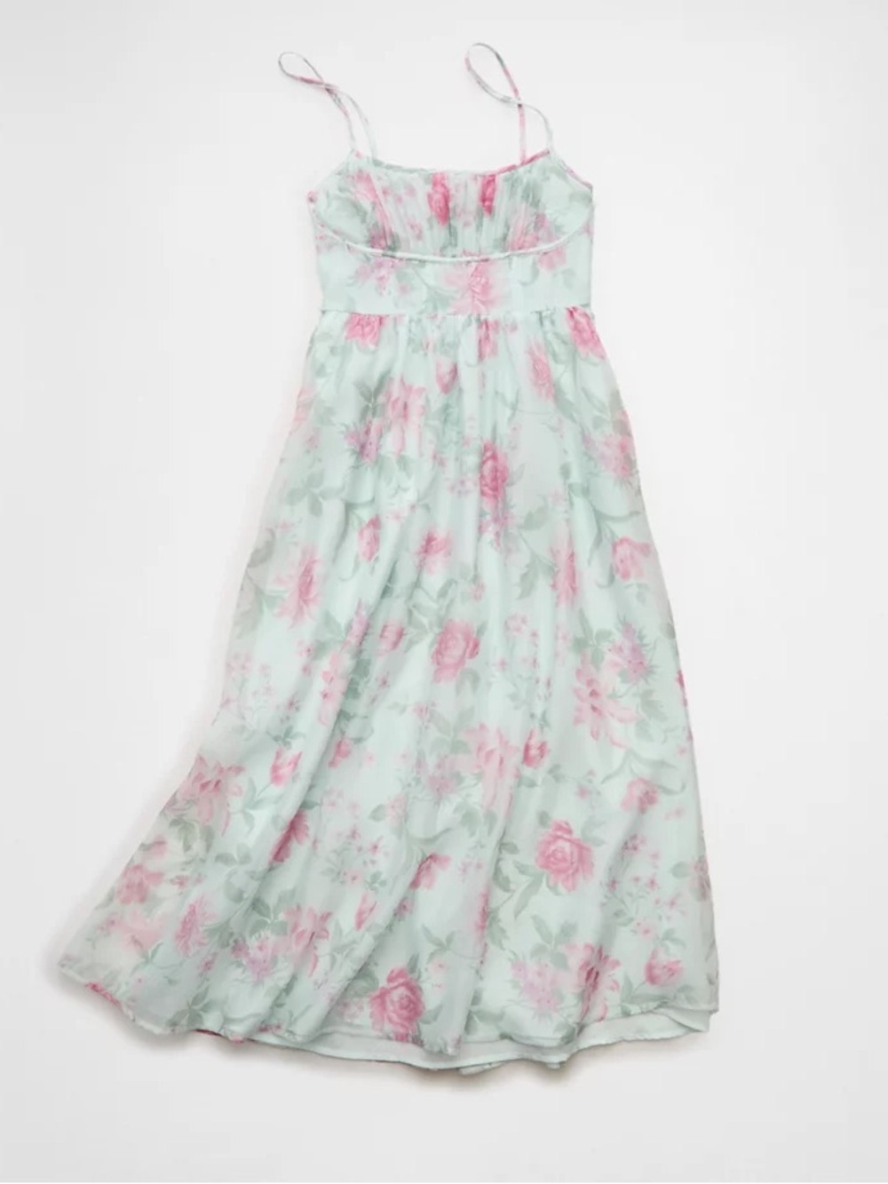 NWT American Eagle Corset Style Floral Maxi Dress Mint Size L